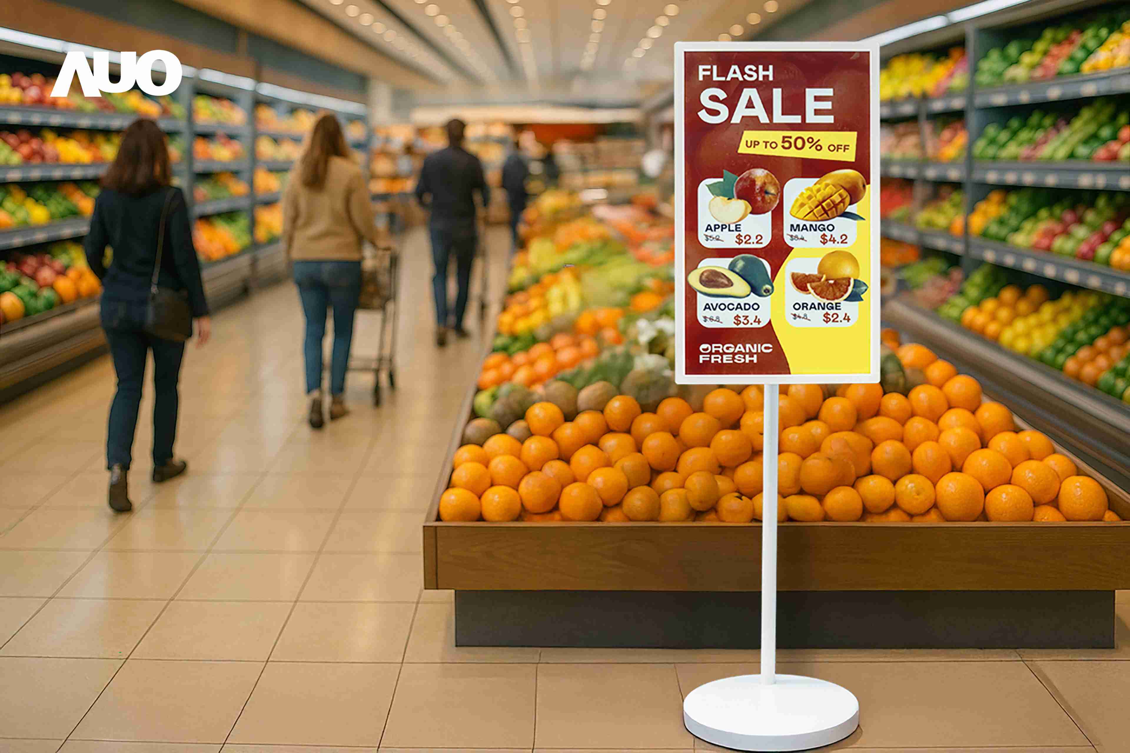 达擎首亮相低功耗、、、全彩的〝aecoPost电子纸解决方案〞，，，，仅在更新画面时需要微量的电力驱动，，无需布建电线的便捷设计，，，，使其可灵活应用、、、随意置放，，并可透过云端或行动装置app，，，轻松管理及排程广告内容，，，，晋升店头营销利器。。。