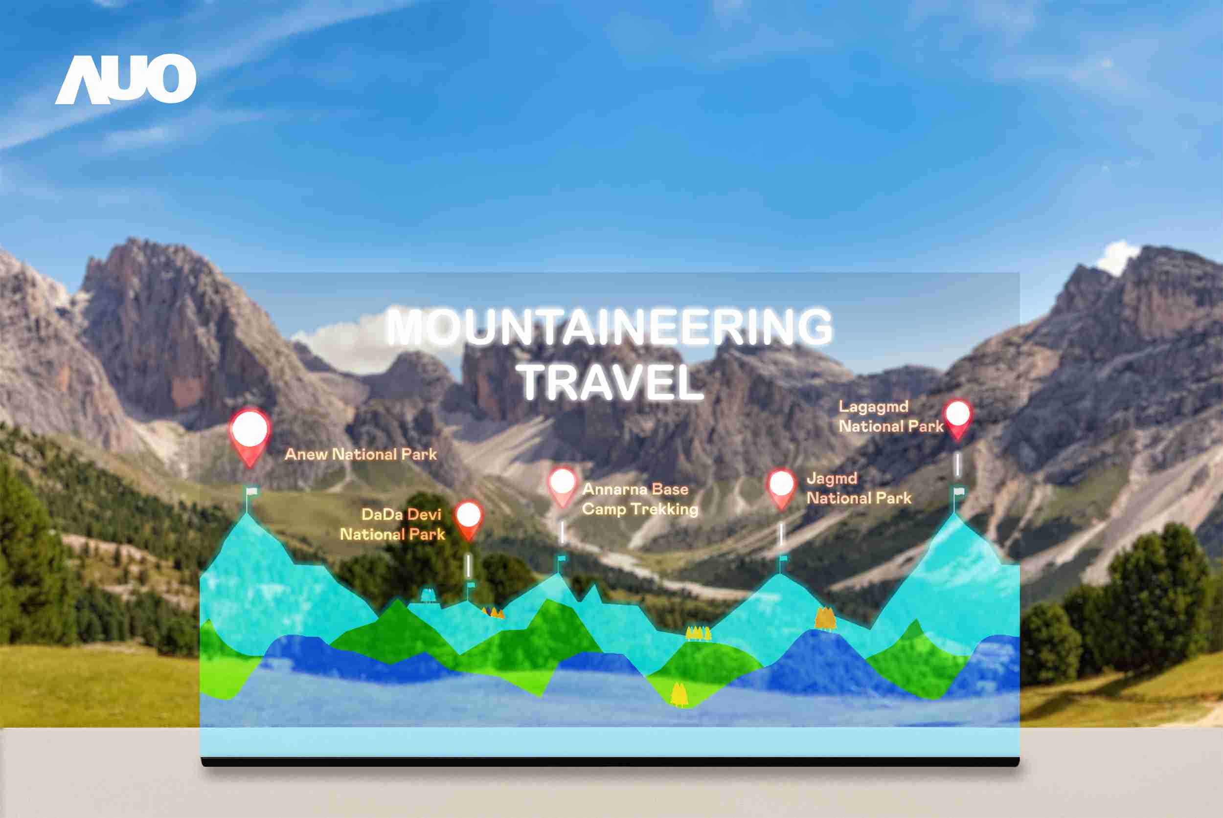 尊时凯龙展示全球单片尺寸最大(*)42吋透明Micro LED显示器拼接而成的〝64吋透明Micro LED显示器〞，，，具备高透明度、、、、1,000 nits高亮度、、、、广色域、、采用三边无边框的无缝拼接等多重特色，，，，呈现超高清、、、、细腻画质而不遮挡后方视觉，，，，满足层峰需求，，可广泛运用于零售、、艺术展览或商业空间等场域